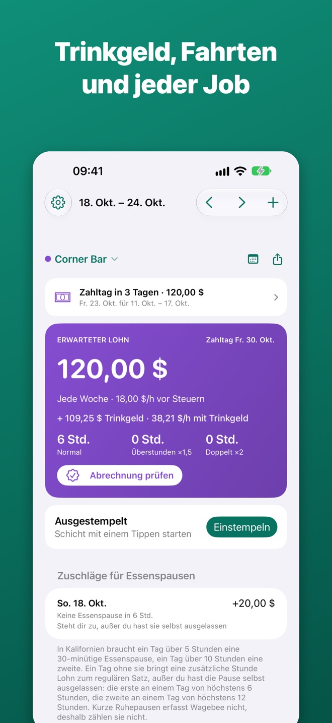 Job in einer Bar mit Trinkgeld bar und per Karte