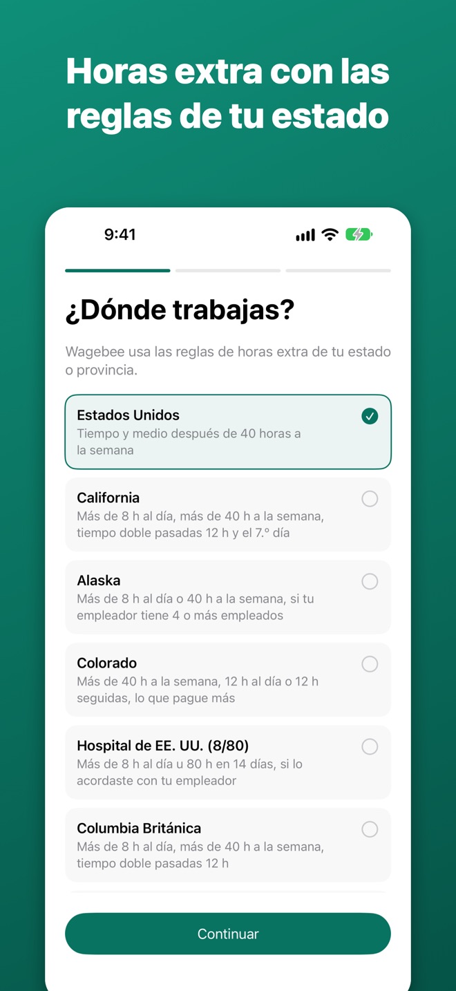 Elegir las reglas de horas extra de tu lugar de trabajo