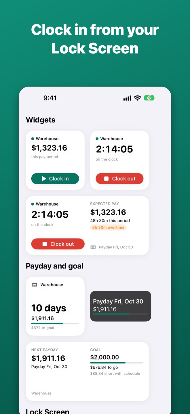 Widgets and Live Activity with a Clock in button